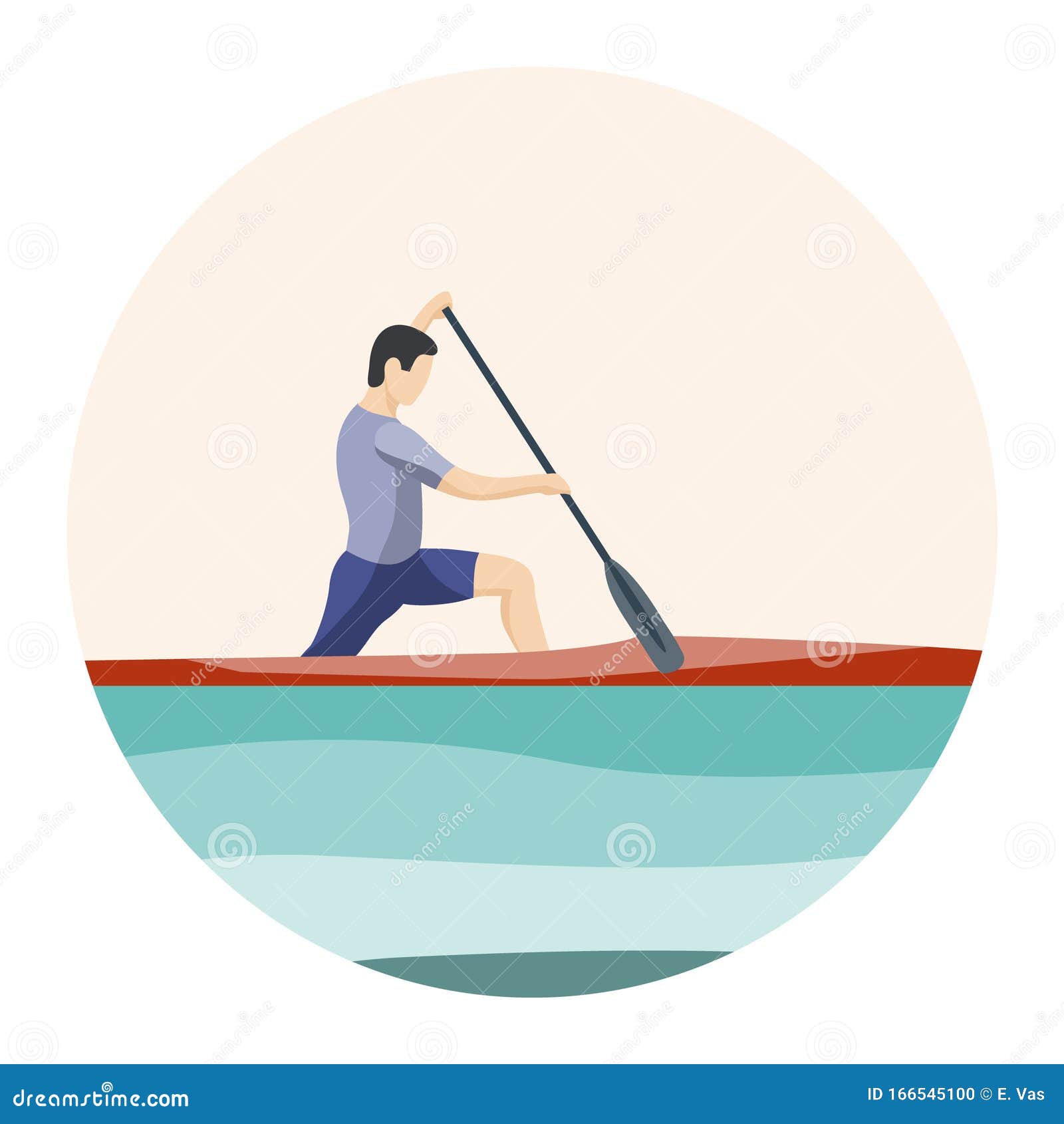 Download Thlete Of Rowing In Sports Canoe With Paddle On Plain Background. Sport Icon. Male Cartoon ...