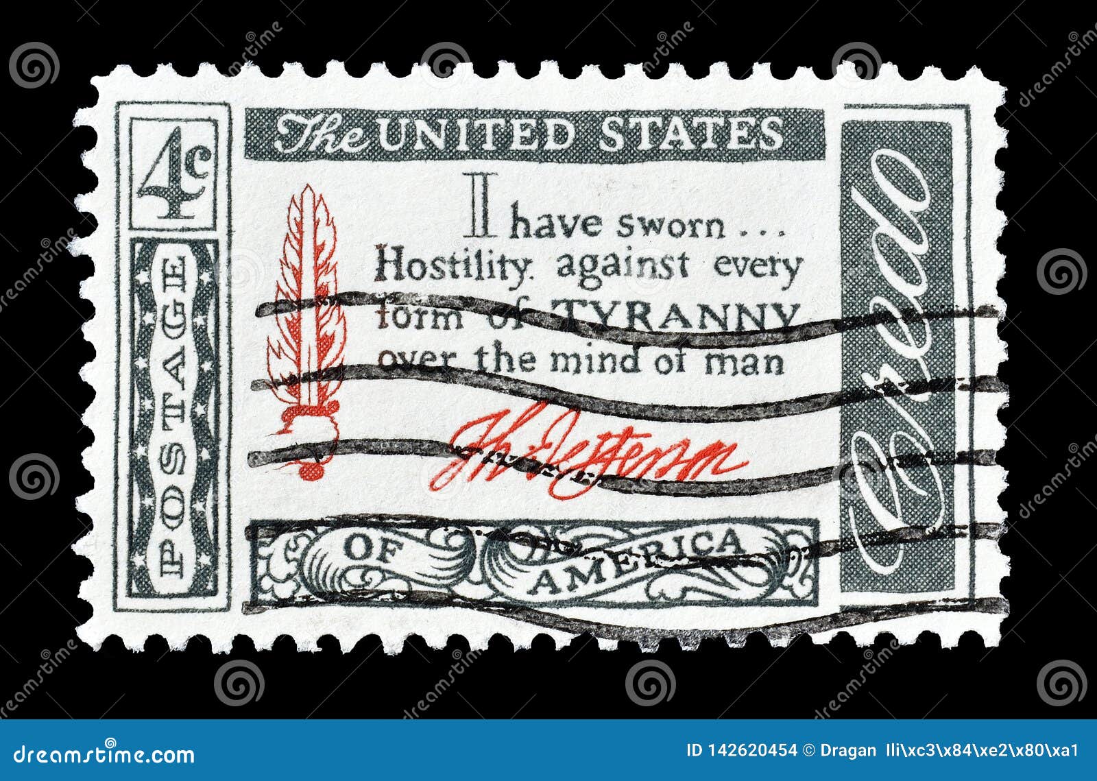 Thomas Jefferson Quotation on Postage Stamp Editorial Stock Image