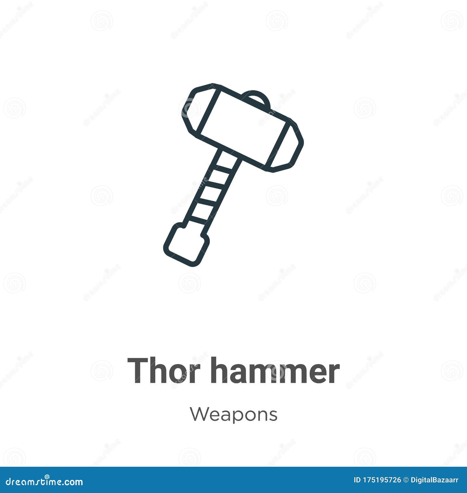 Thor Hammer Outline Icon. Thin Line Black Thor Hammer Icon, Vector Simple Element Illustration from Editable Weapons Stock Vector - Illustration of viking, icon: