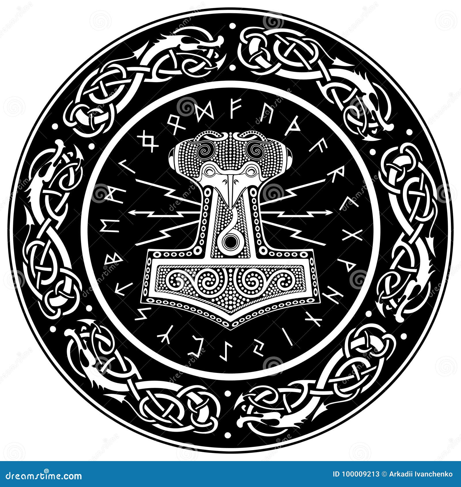 Thor`s Hammer - Mjollnir and the Scandinavian Ornament Stock Vector - Illustration of norse, icon: 100009213 Thor`s Hammer - Mjollnir and the Scandinavian Ornament Stock Vector - Illustration of norse, icon: 100009213