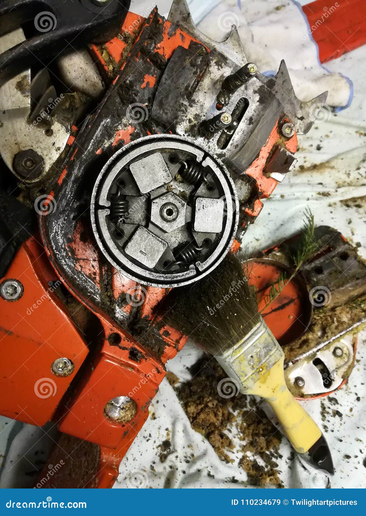 Thorough Cleaning of the Chainsaw Stock Image Image of stop, gasoline