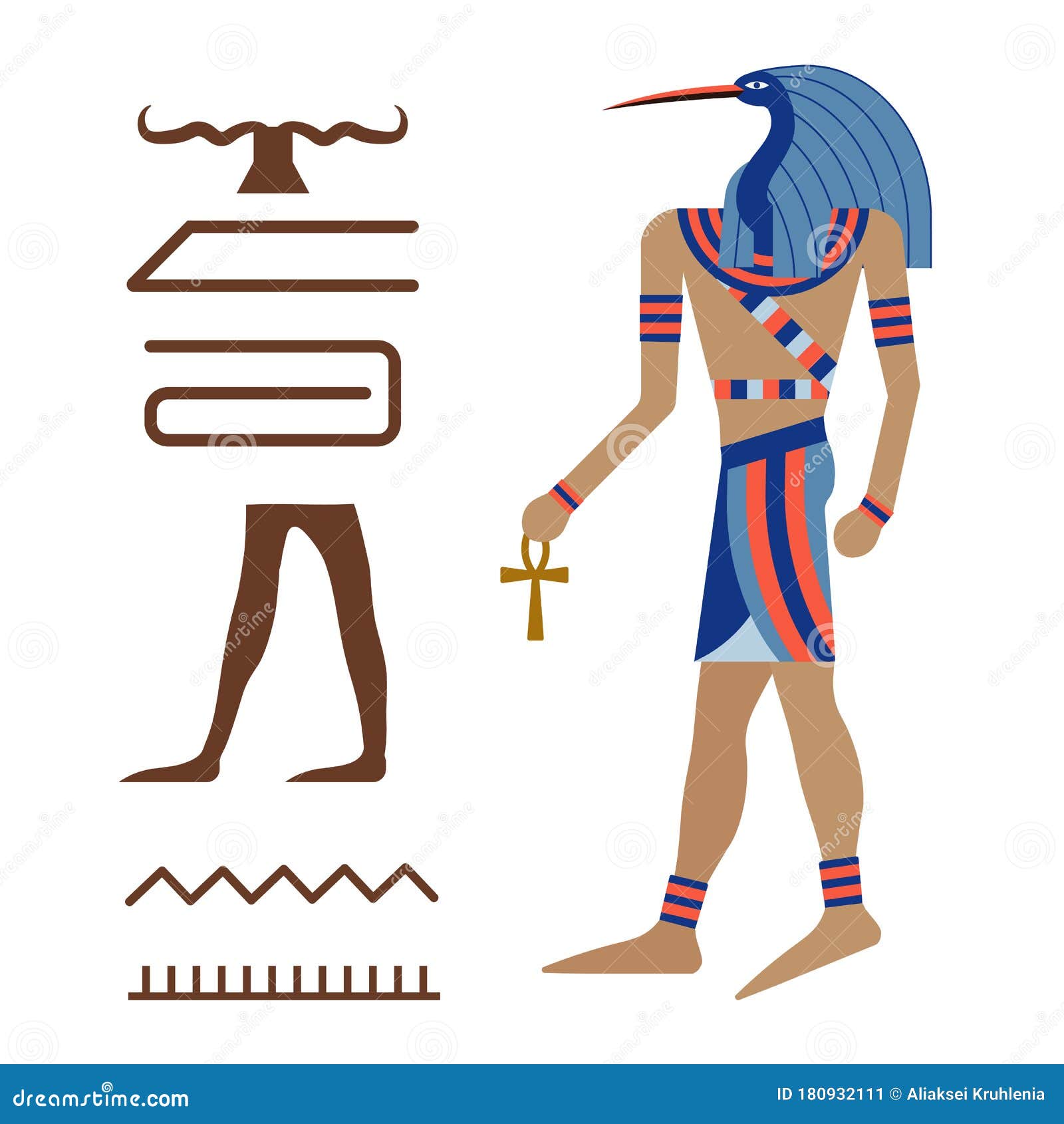Thoth Ancient Egyptian Ibis God In Carton Stock Vector