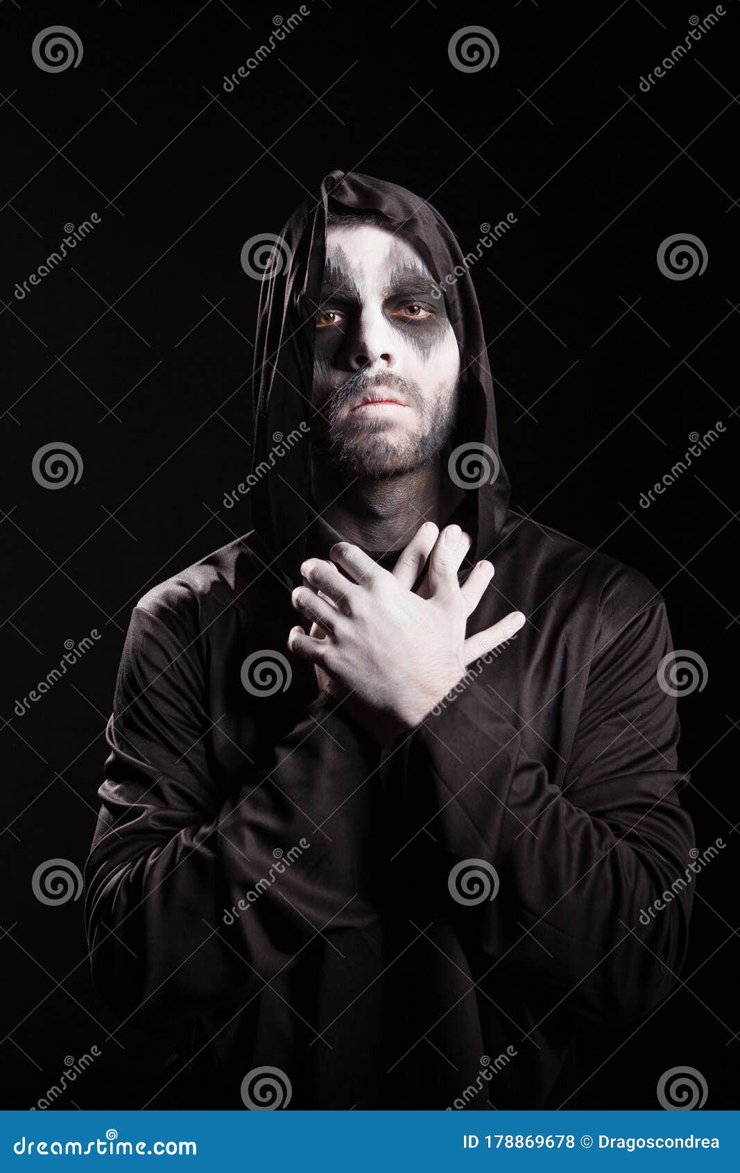 Thoughtful Angel of Death Over Black Background Stock Photo - Image of ...