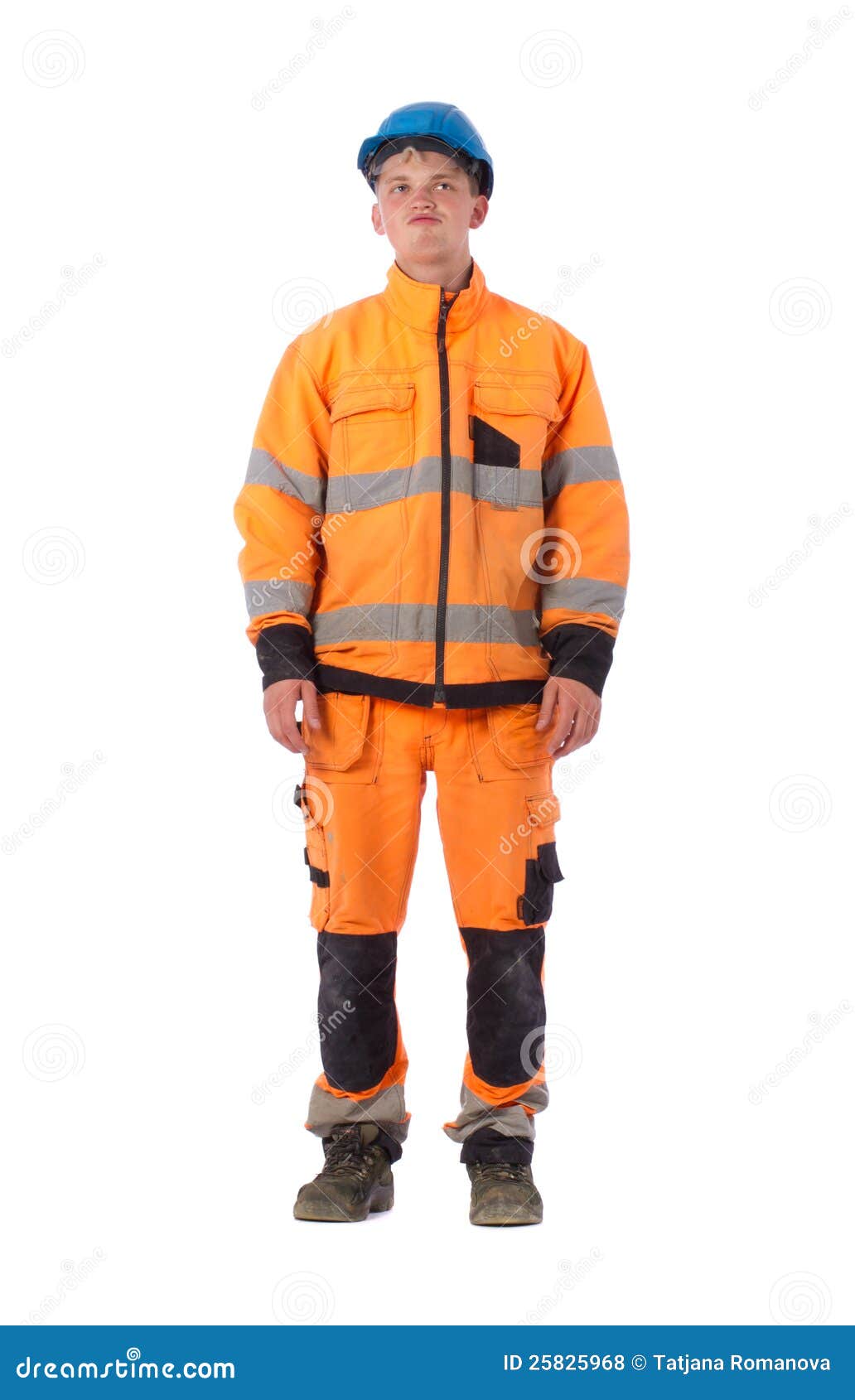 Thoughtful Builder In Working Clothes Stock Photo - Image of protection