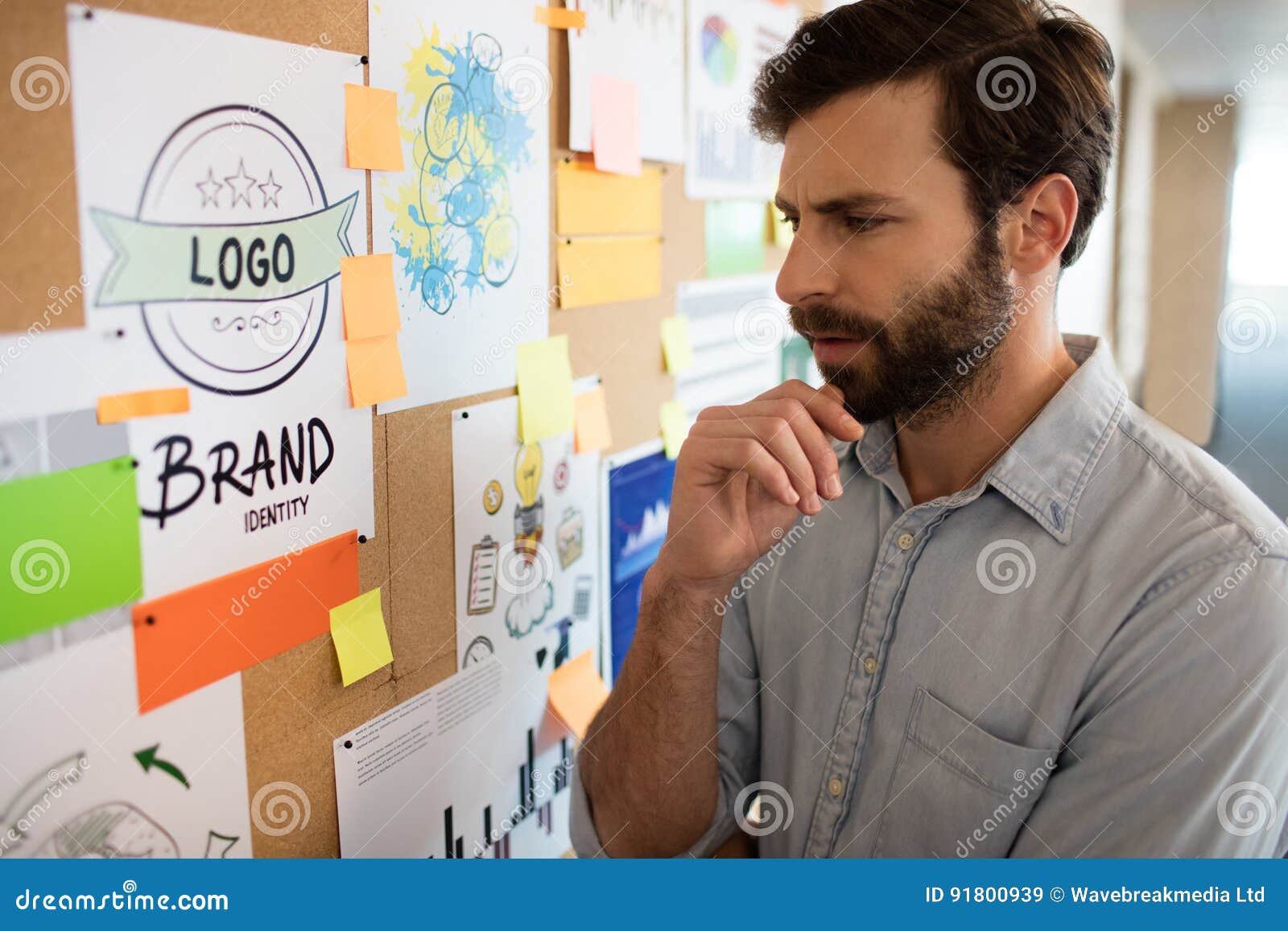 Thoughtful Businessman Looking at Chart Stock Image Image of length