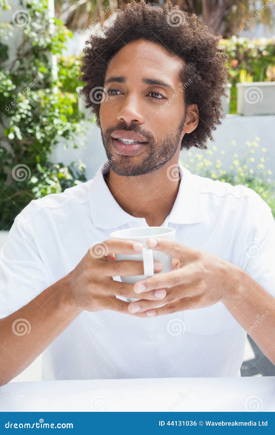 Thoughtful Man Having a Coffee Stock Photo Image of looking