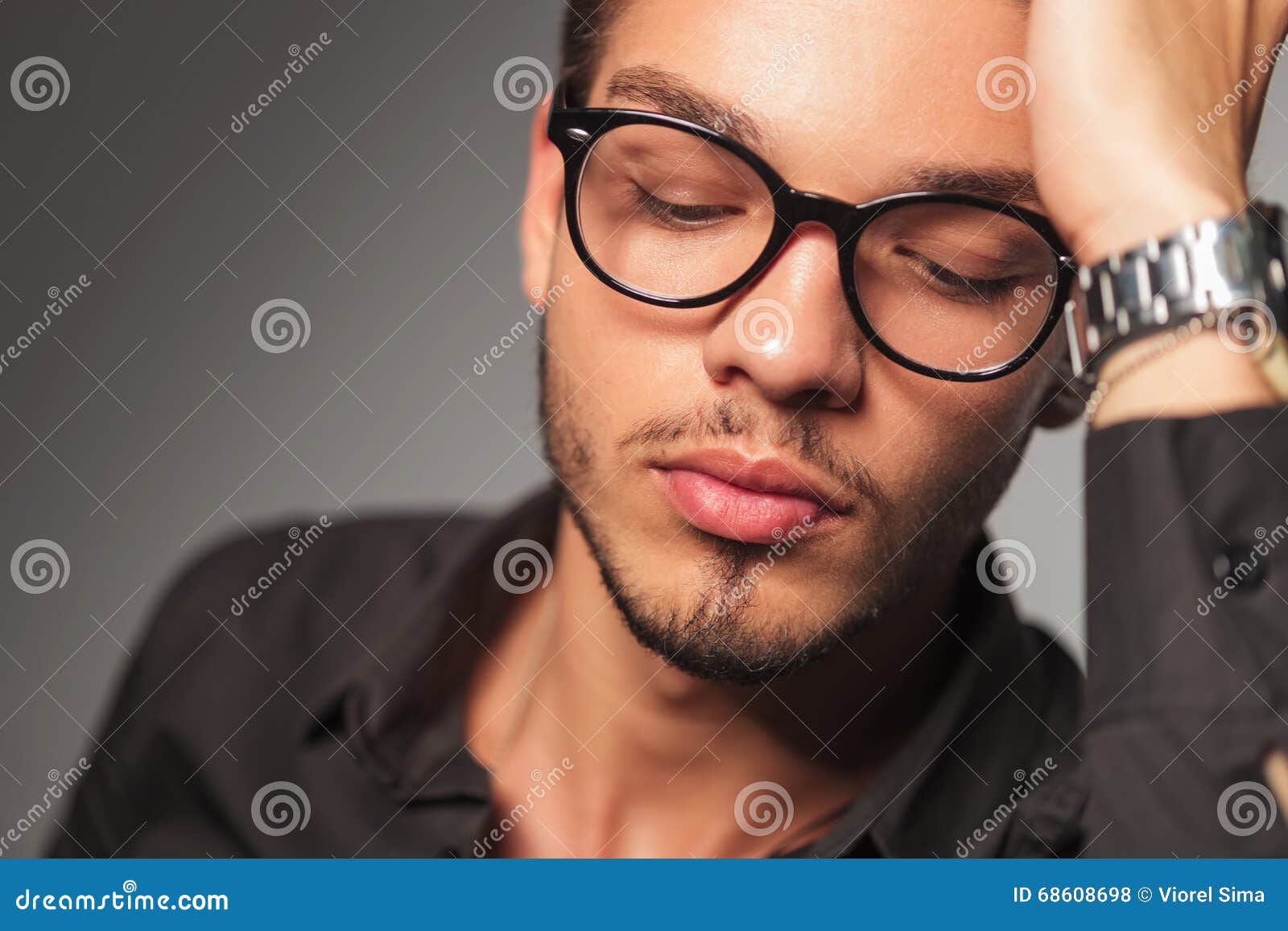 Thoughtful Man Looking Down Stock Photo Image of closeup, happy 68608698