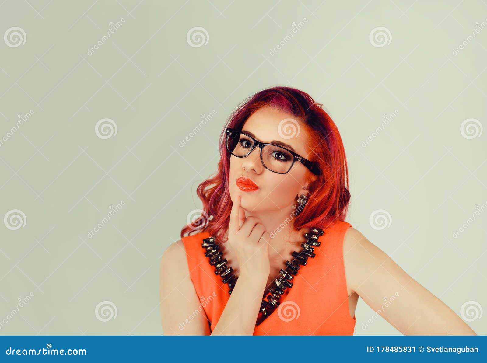 Thoughtful Woman Portrait Close Up Stock Image Image Of Christmas 