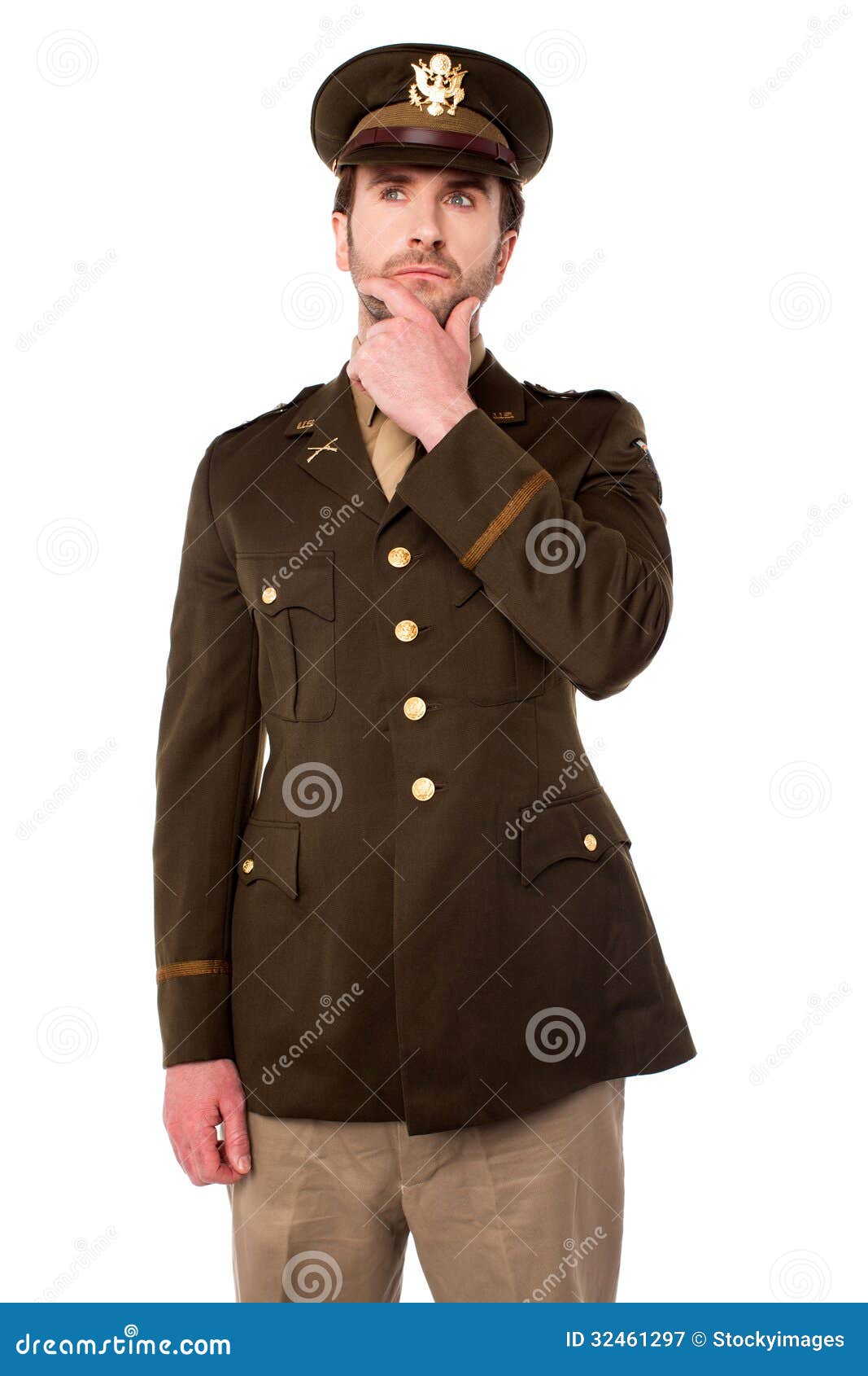 Thoughtful Young Army Officer Stock Image - Image of personnel, combat ...