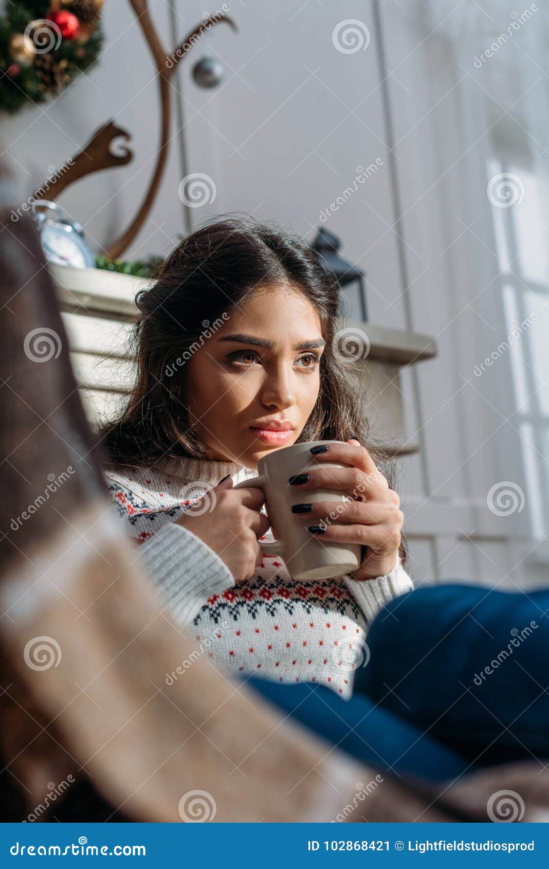 Woman with Cup of Hot Drink Stock Image - Image of traditional, adult