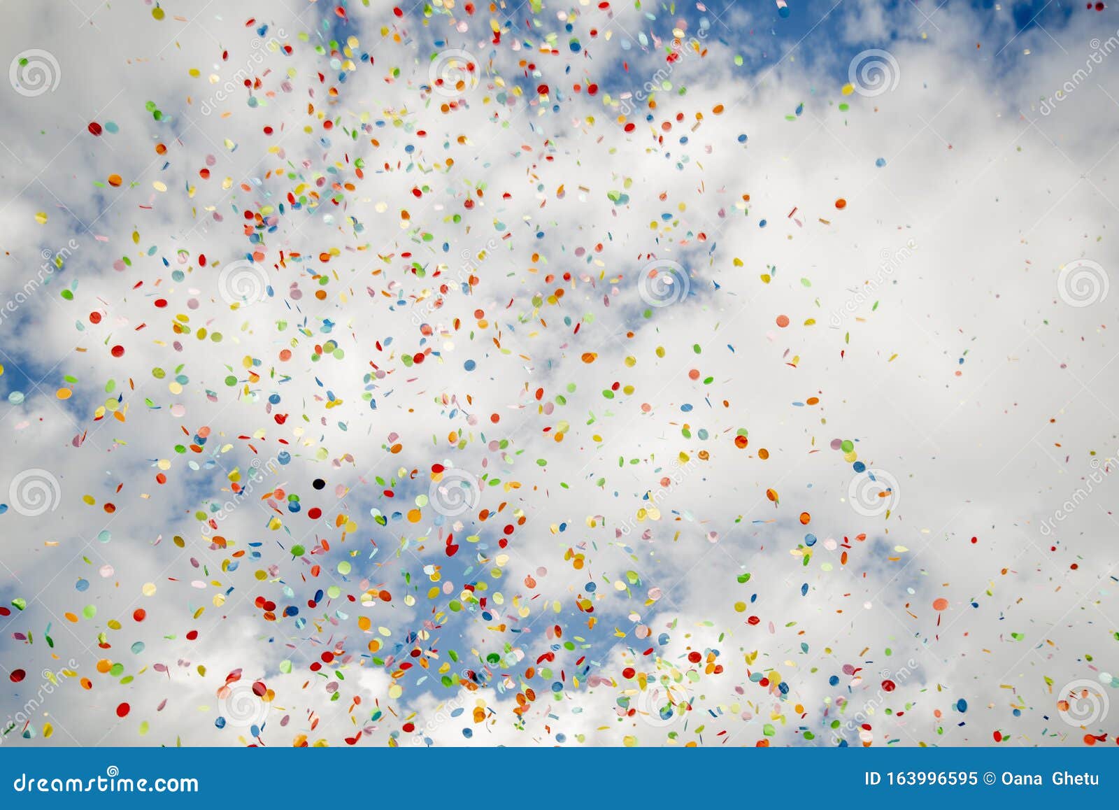 Thousands of Confetti Blown Up on a Sky Stock Image Image of festival