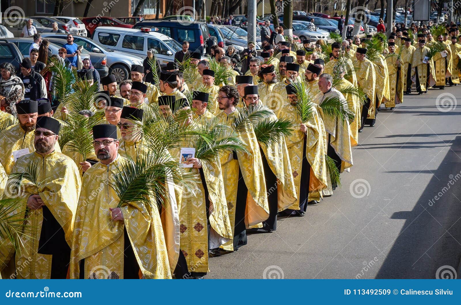 Thousands of Orthodox Priests on the Street Celebrate Orthodox Palm