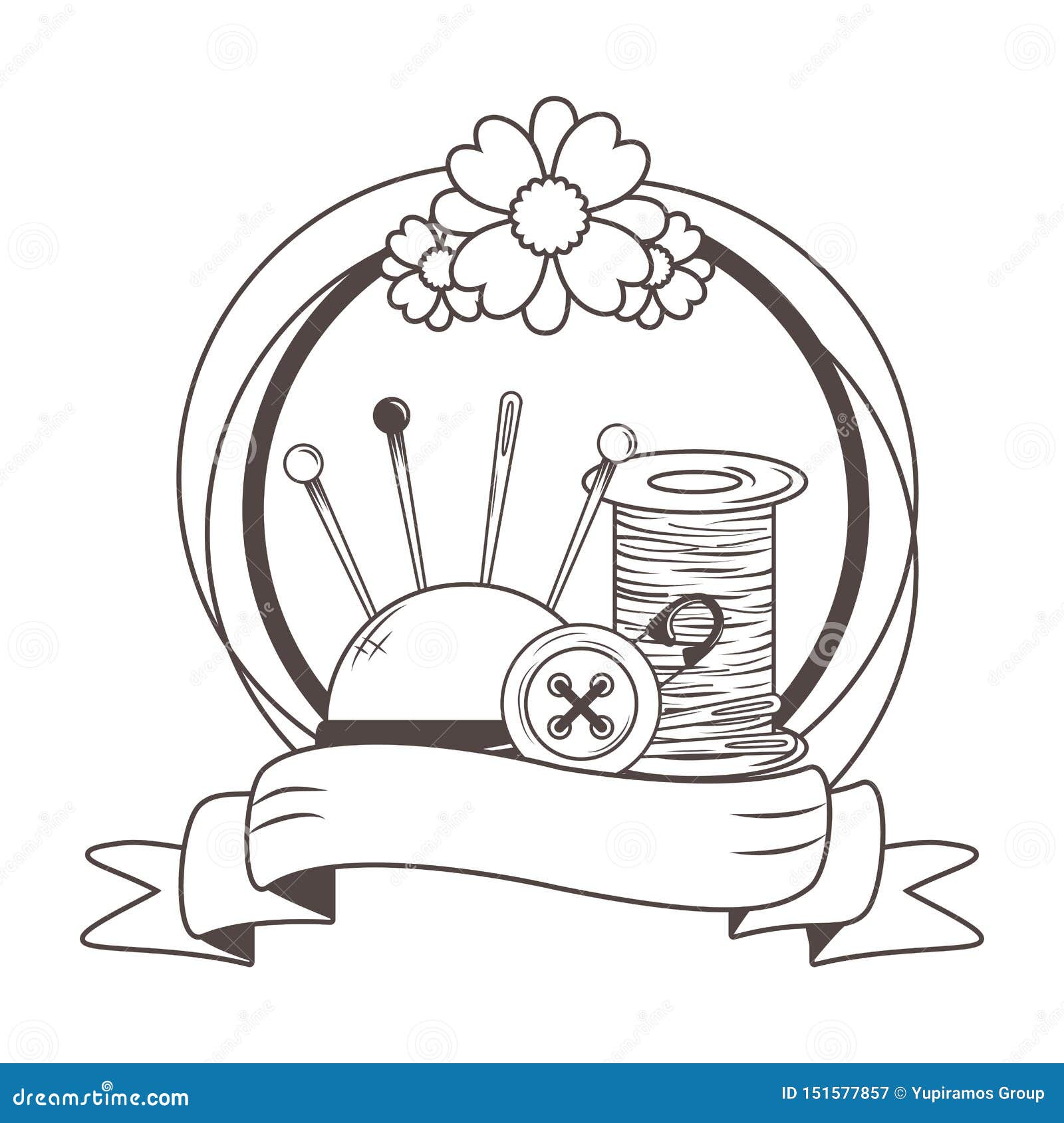 Thread Needle Button and Pin Design Stock Vector - Illustration of ...