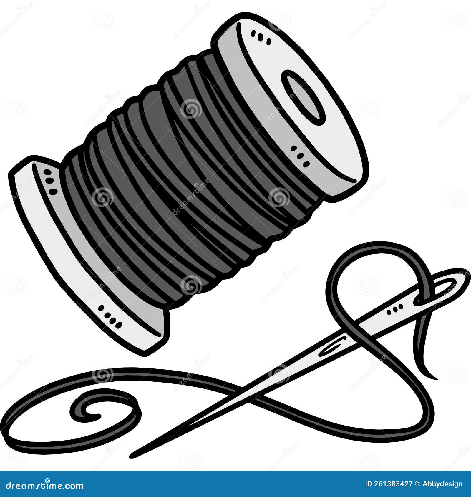 Thread and Needle Cartoon Colored Clipart Stock Vector Illustration
