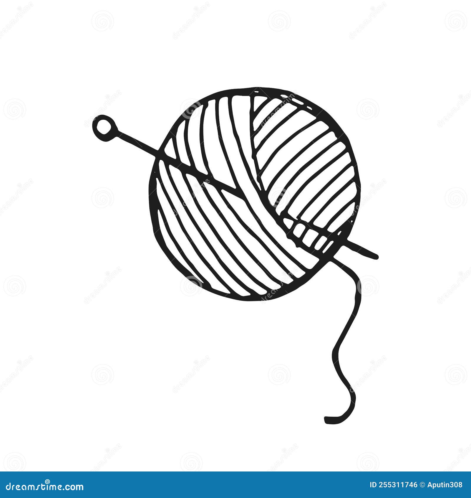 Thread and Needle Vector Sketch Isolated Stock Vector Illustration of