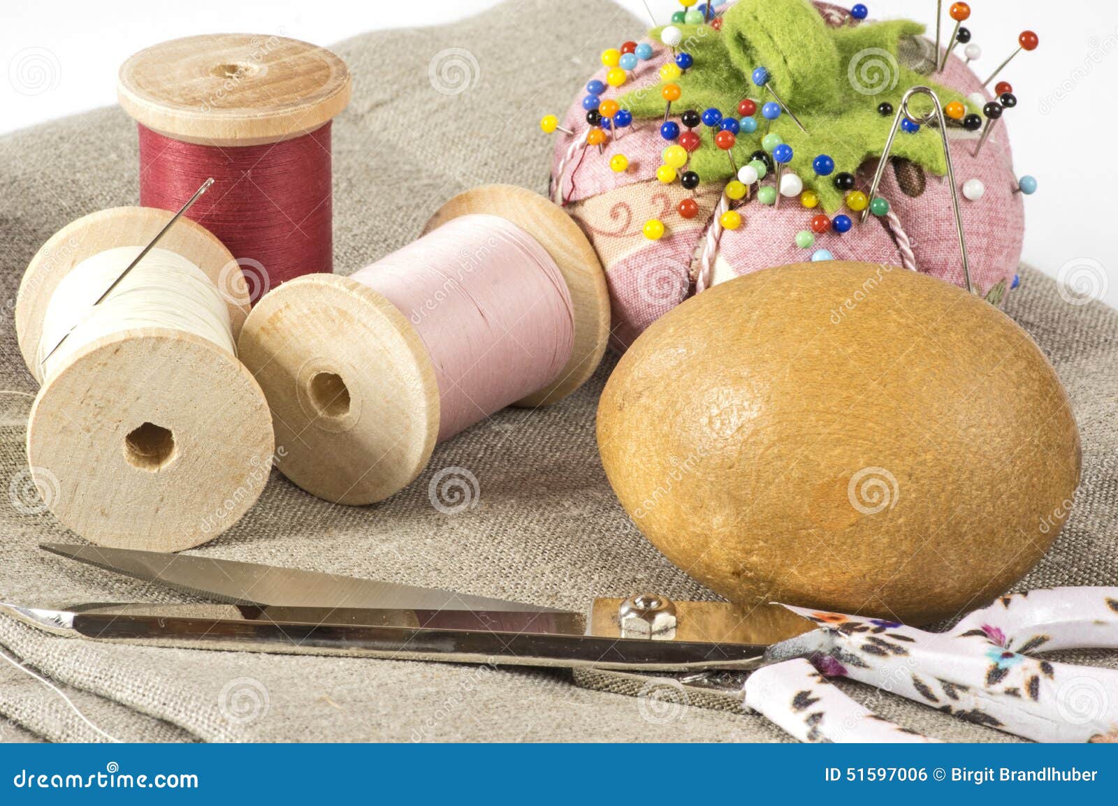 Thread, Needles and Darning Egg Stock Photo Image of tailoring