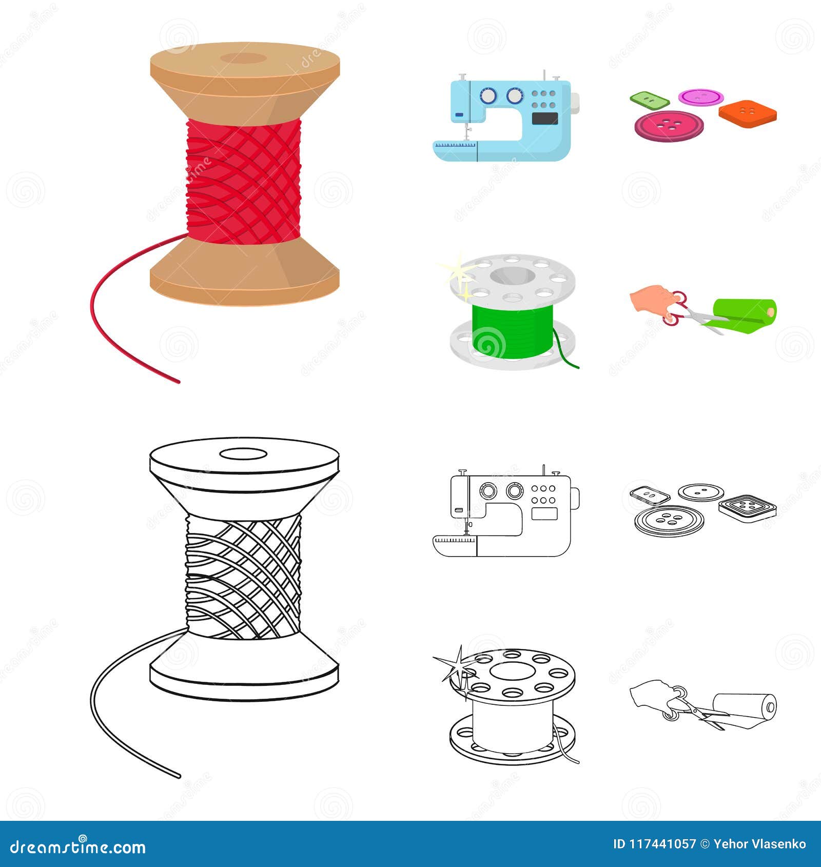 Thread Reel, Sewing Machine, Bobbin, Pugwitz and Other Equipment