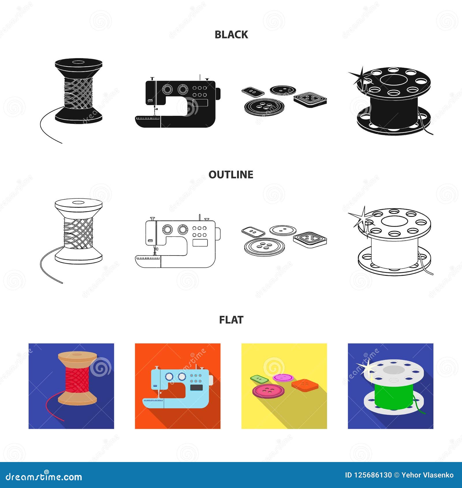Thread Reel, Sewing Machine, Bobbin, Pugwitz and Other Equipment