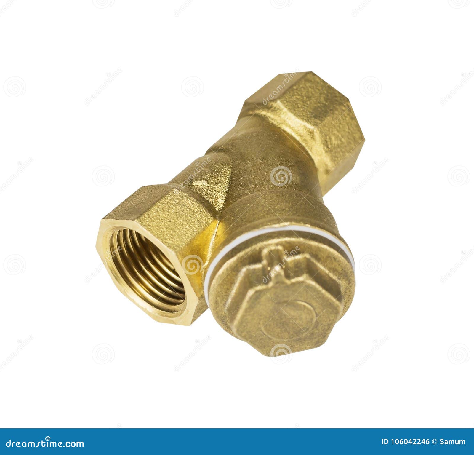 Brass fitting for plumbing stock photo. Image of pipe 106042246