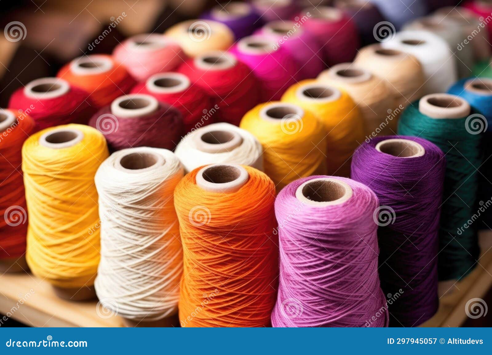 Threads from Cones Being Converted into Thick Wool Yarn Stock Image