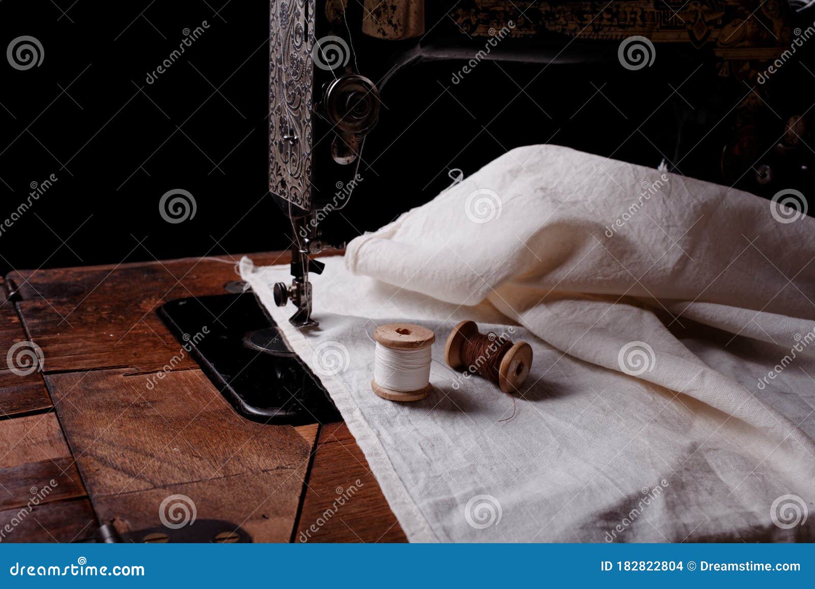 Threads Lie on a Vintage Sewing Machine Stock Photo Image of