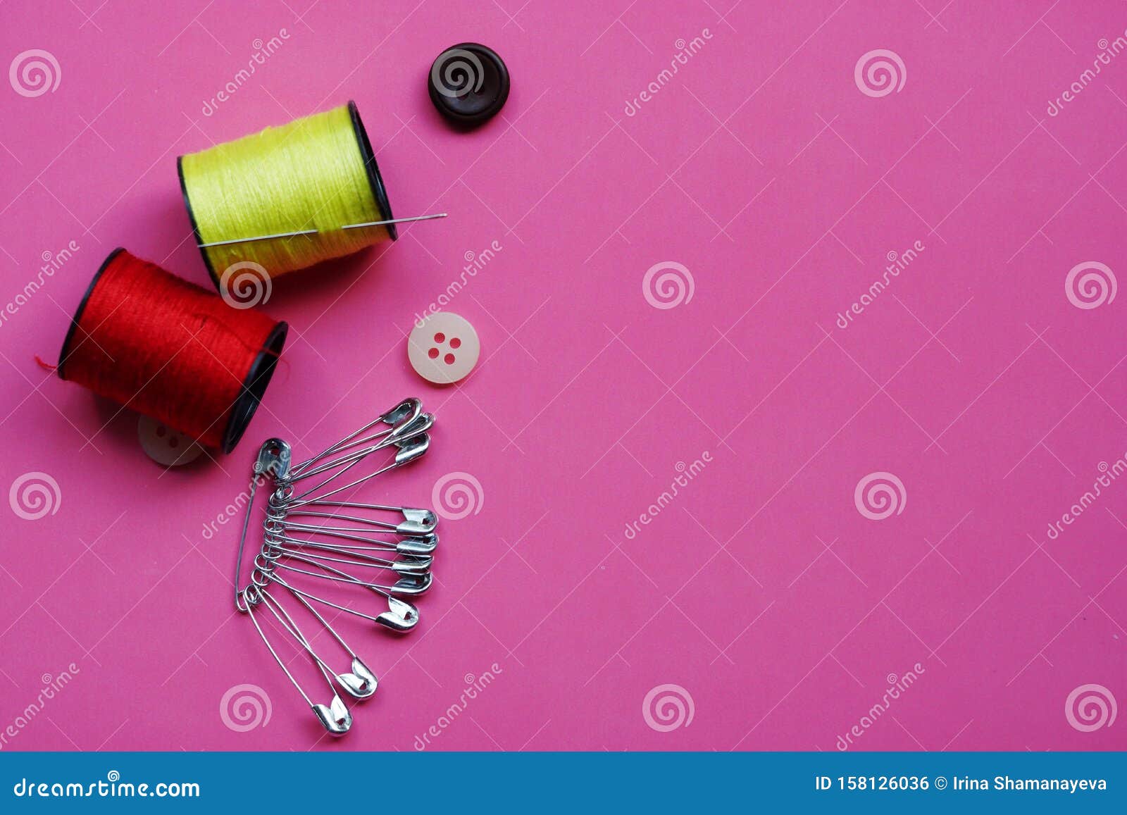 Threads and Needles on the Background with Patterns, Accessories for ...