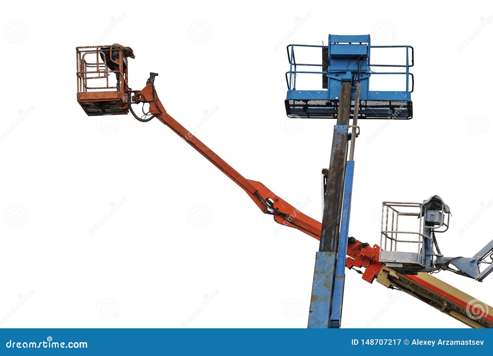 Three Acting Hydraulic Aerial Platforms for Highaltitude Work Isolated