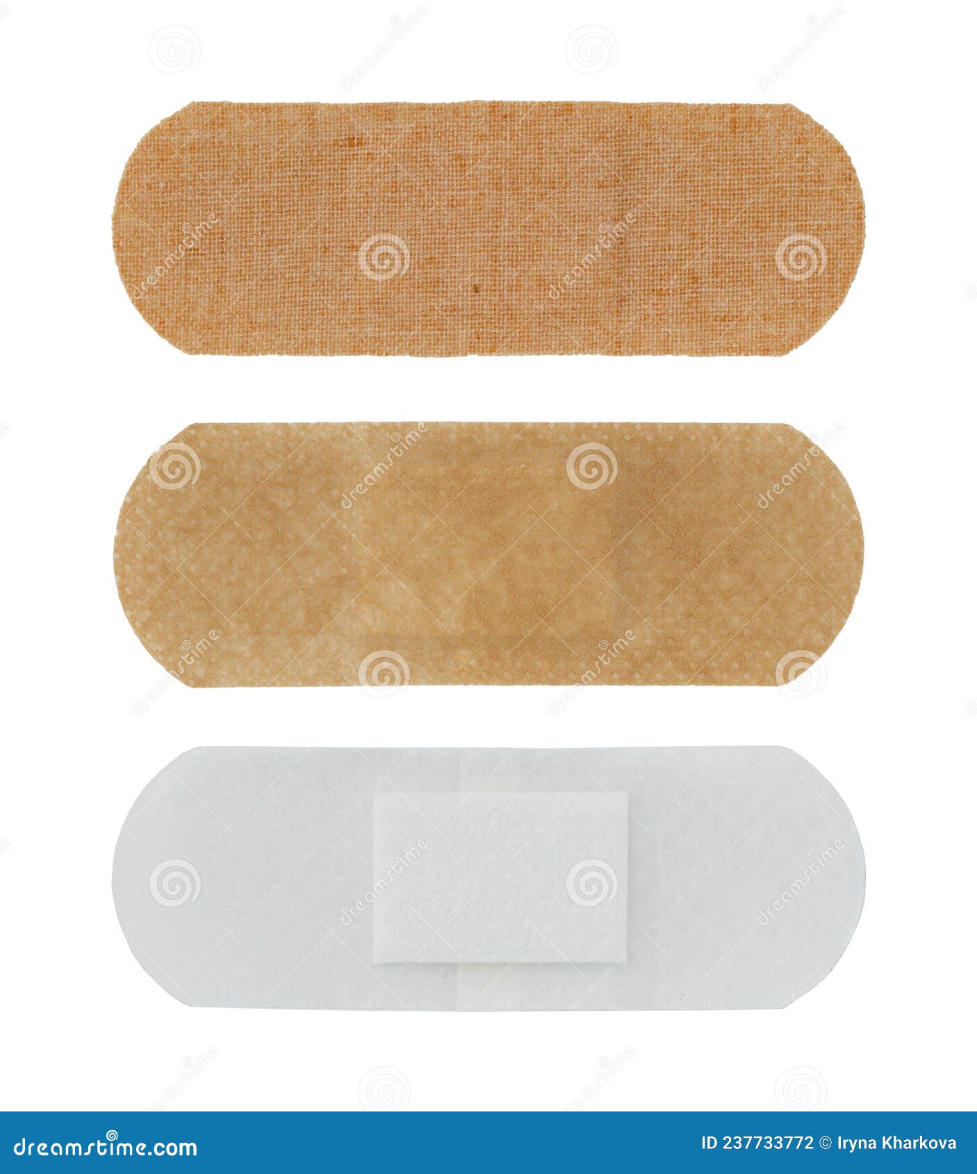 Three Adhesive Plasters Strip Isolated on White Stock Photo - Image of ...