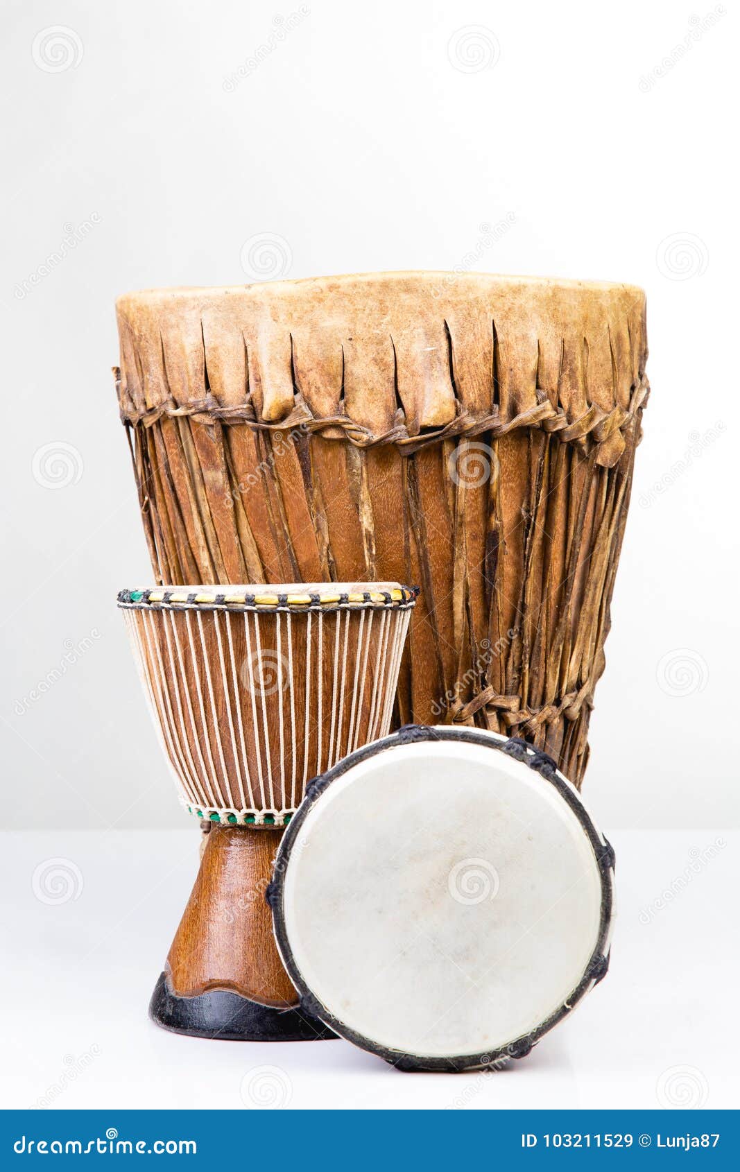 Three African Djembe drums stock image. Image of djembe 103211529
