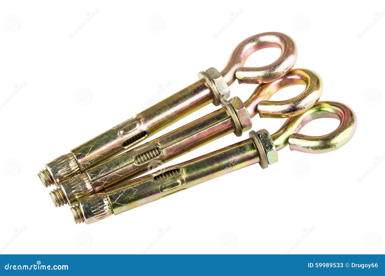 Three Anchor Bolts with Ring Isolated on White Stock Image Image of