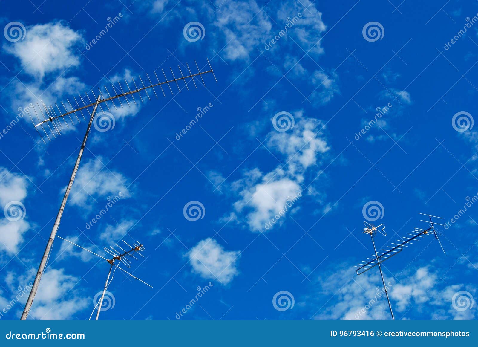 Three Antenna Are Standing Over Sky Picture. Image 96793416
