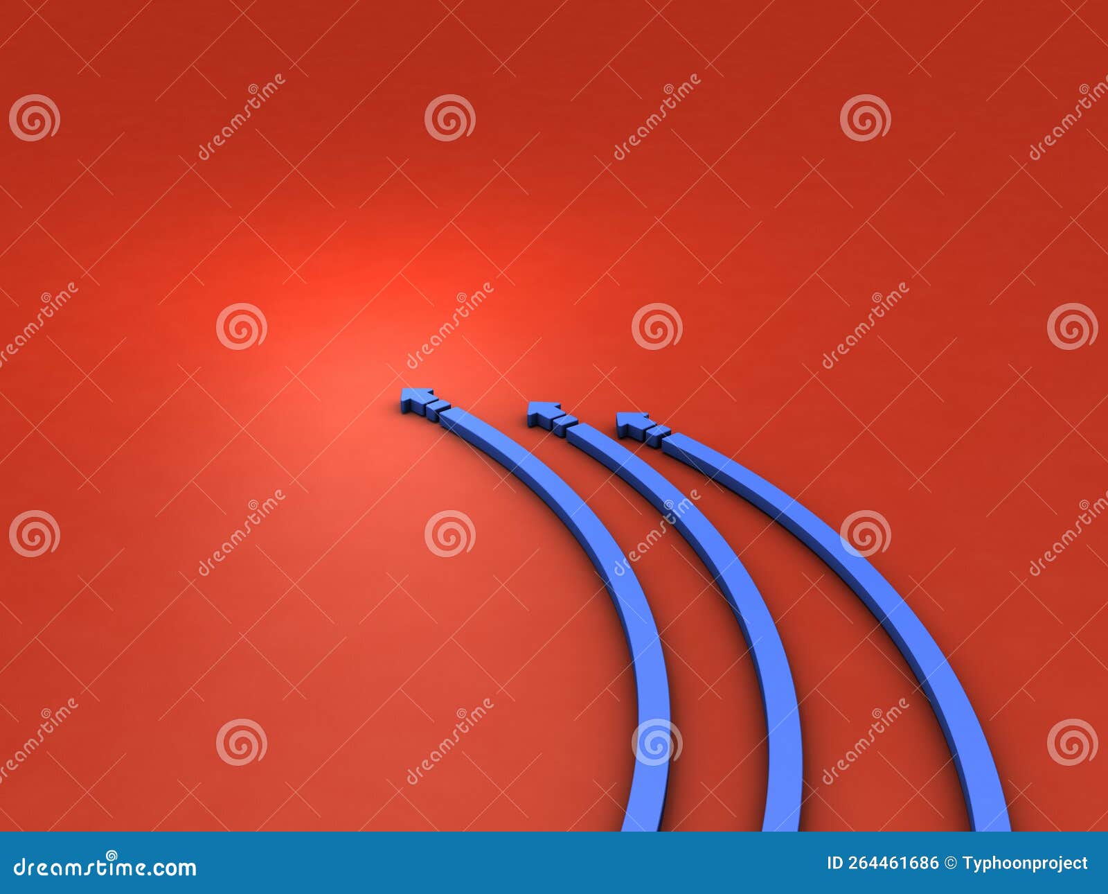 three arrows moving forward with a large bias to the left. abstract concept representing left leaning.