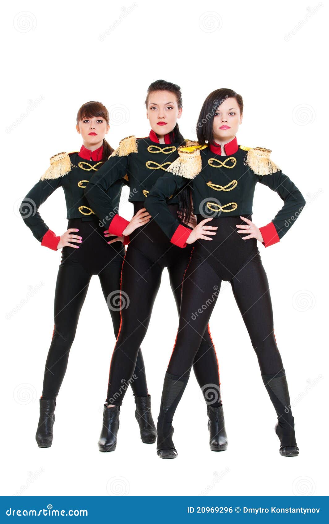 Three Attractive Dancers in Costumes Stock Photo Image of portrait