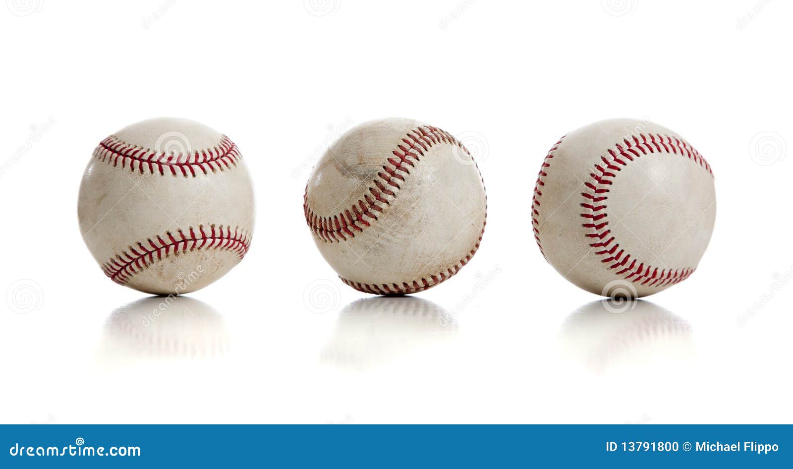 Three Baseballs on White Background Stock Photo Image of background, leisure 13791800