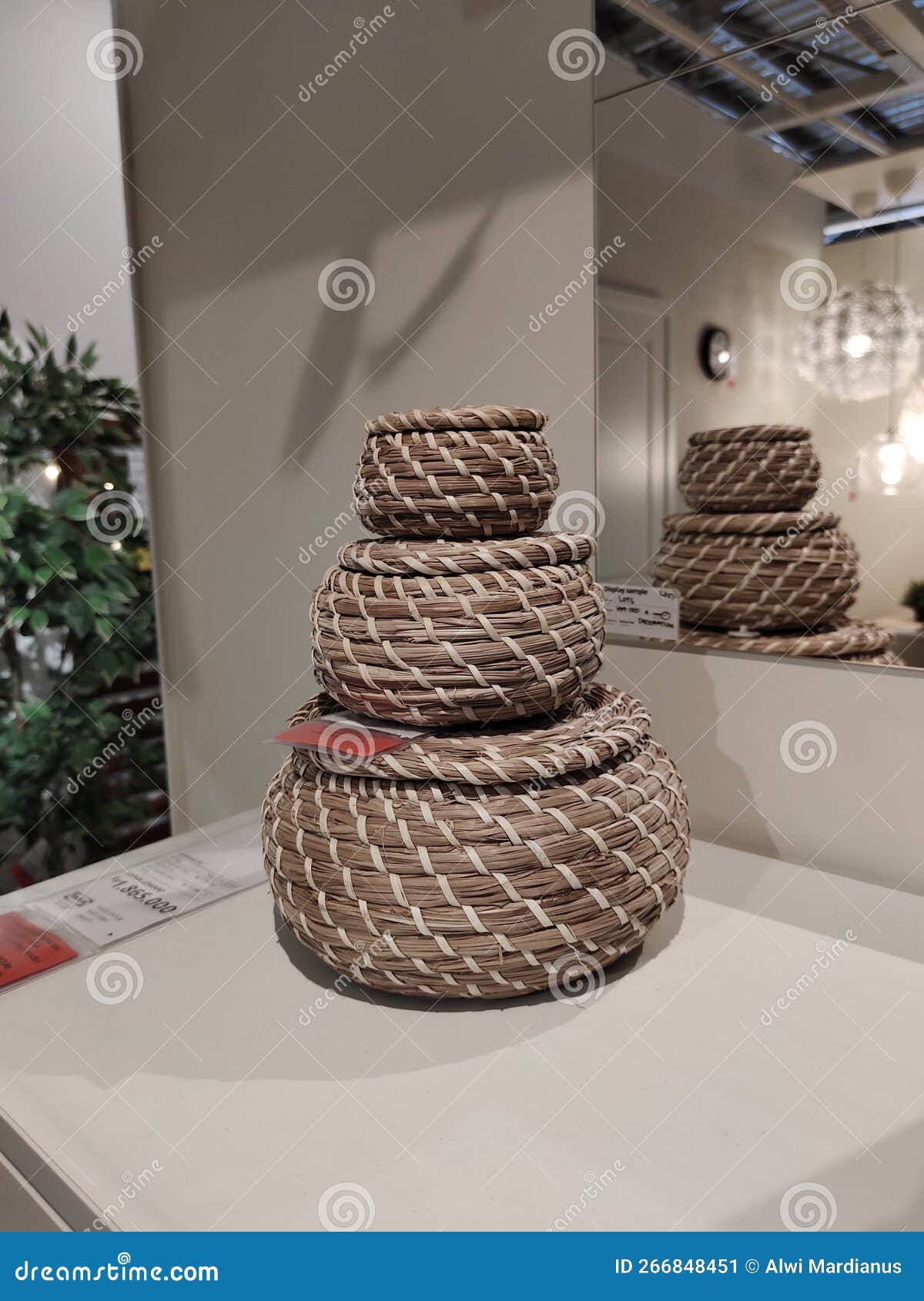 Three Baskets Stacked Together in the Photo from the Side Stock Image
