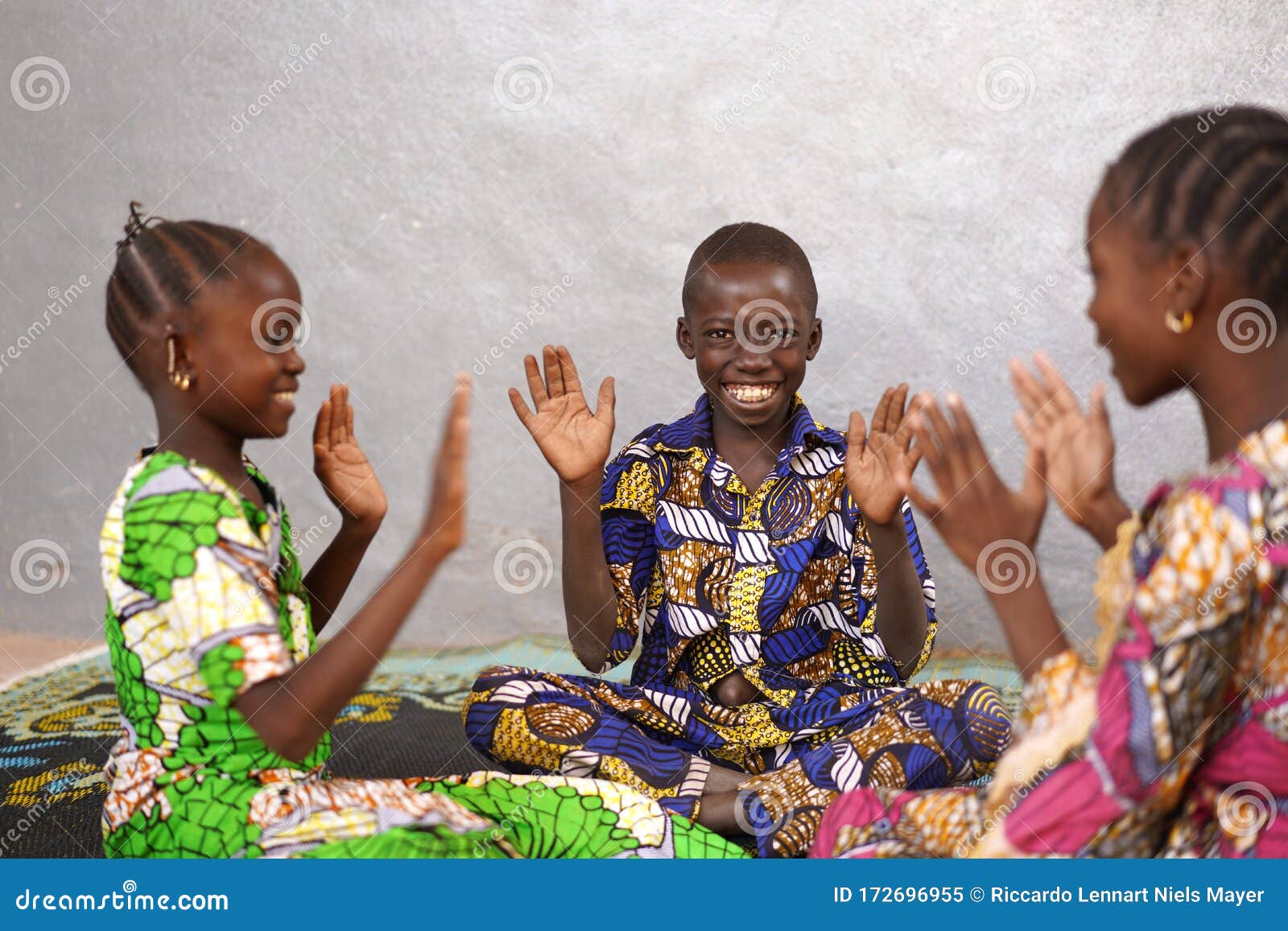 Three Beautiful African Black Children Playing and Having Fun ...