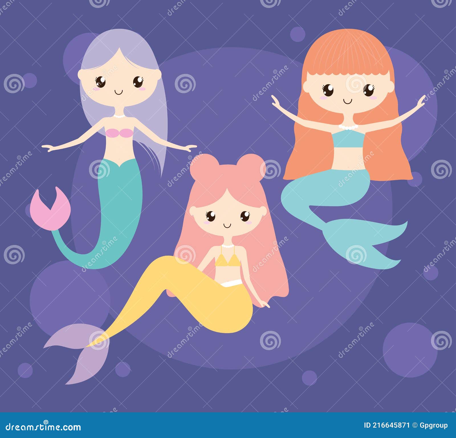 Three Beautiful Mermaids Stock Vector Illustration Of Vector 216645871