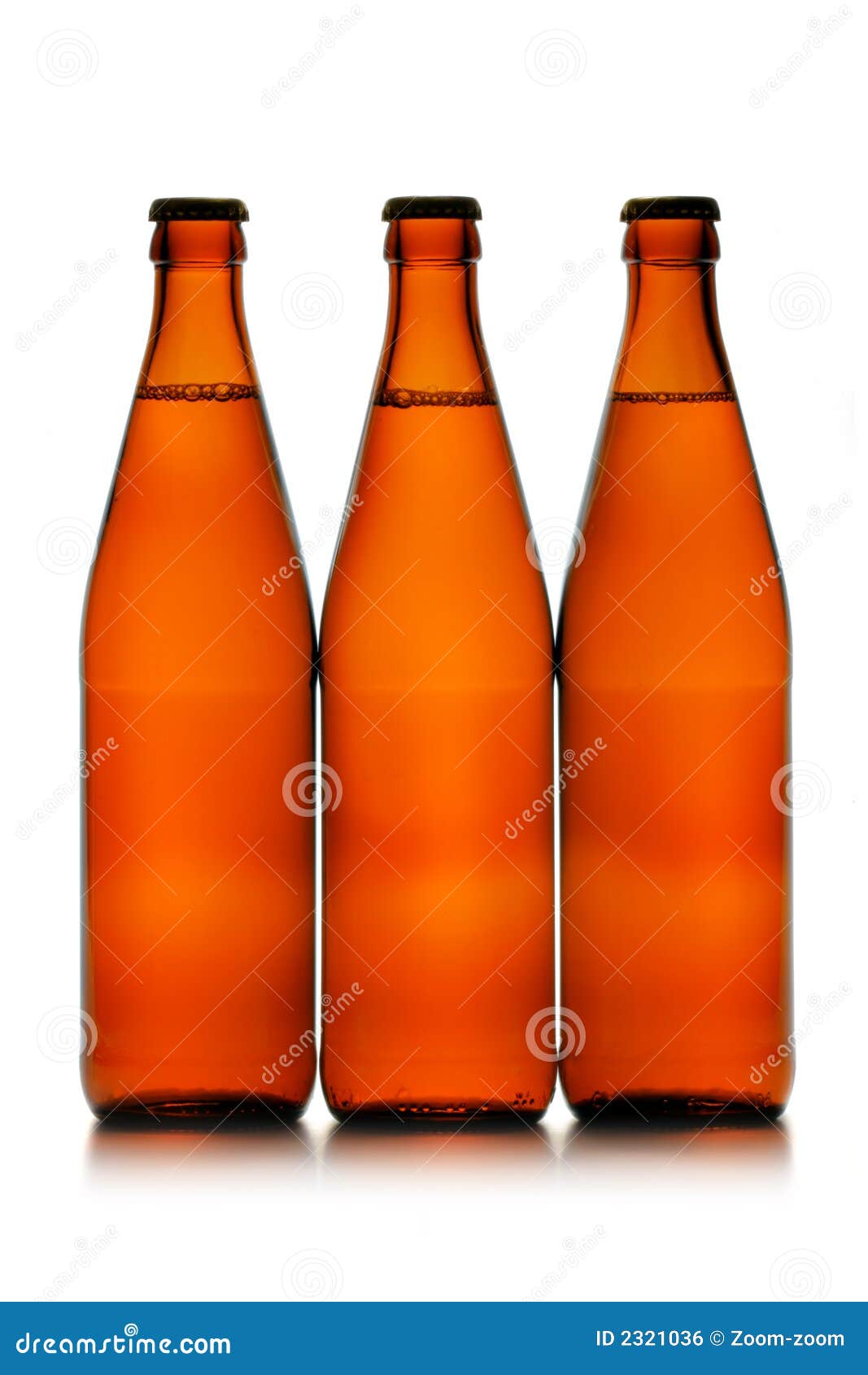 Three Beer Bottles in a Row Stock Photo Image of clean, froth 2321036