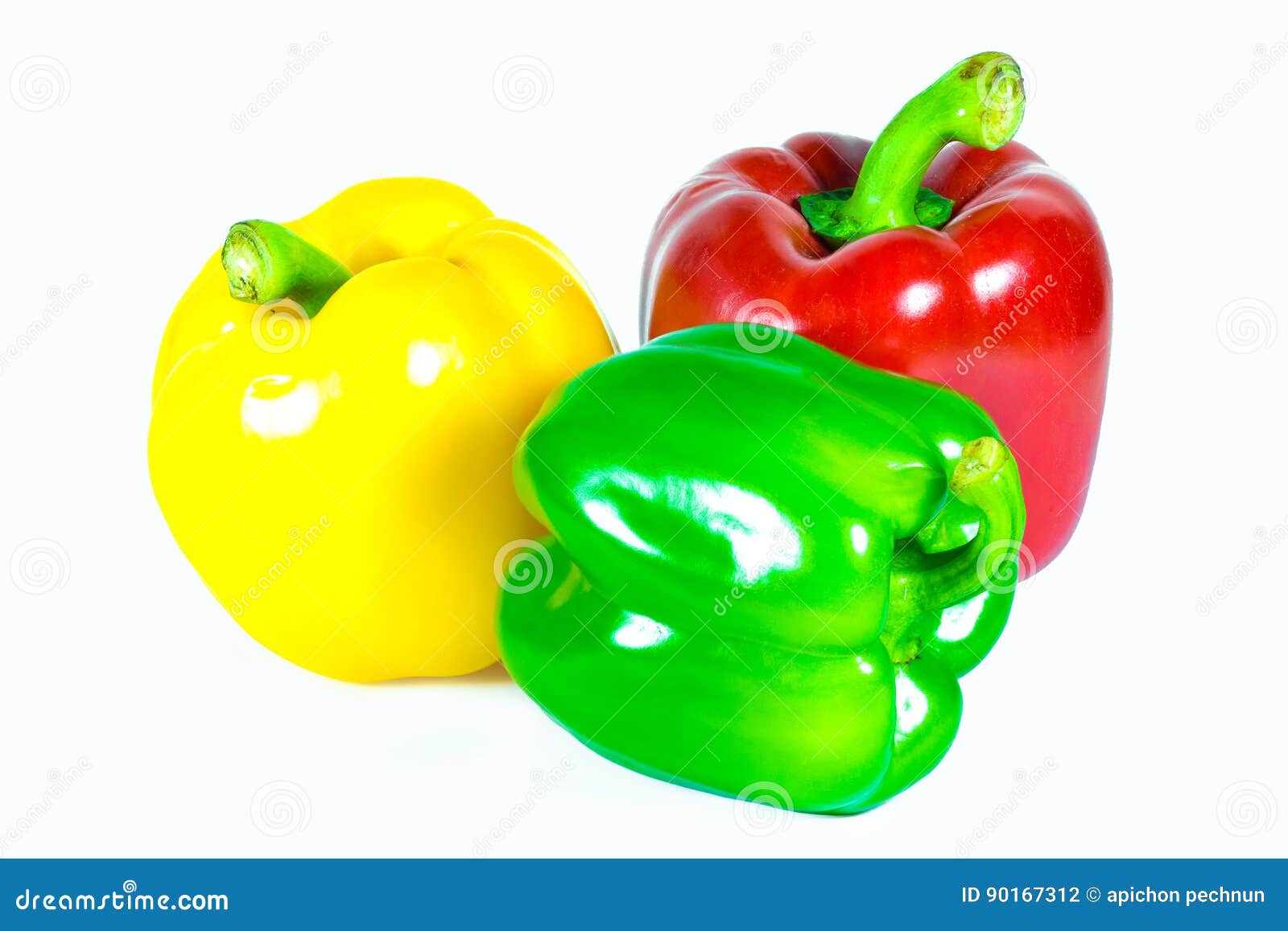 Three Bell Peppers Isolated On White Background Stock Photo Image of