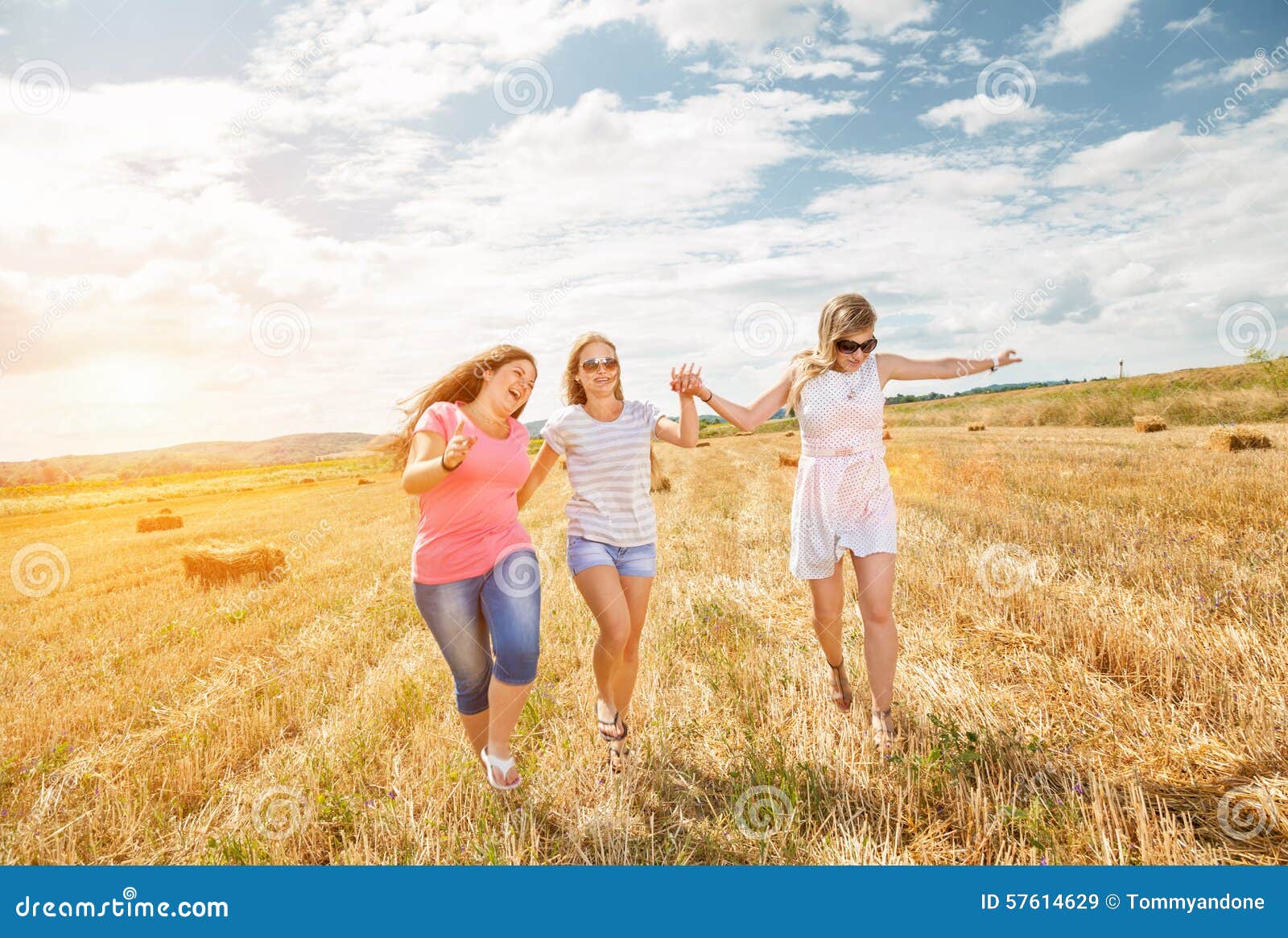 Three Best Friends Having Fun Outdoors Stock Image - Image of ...