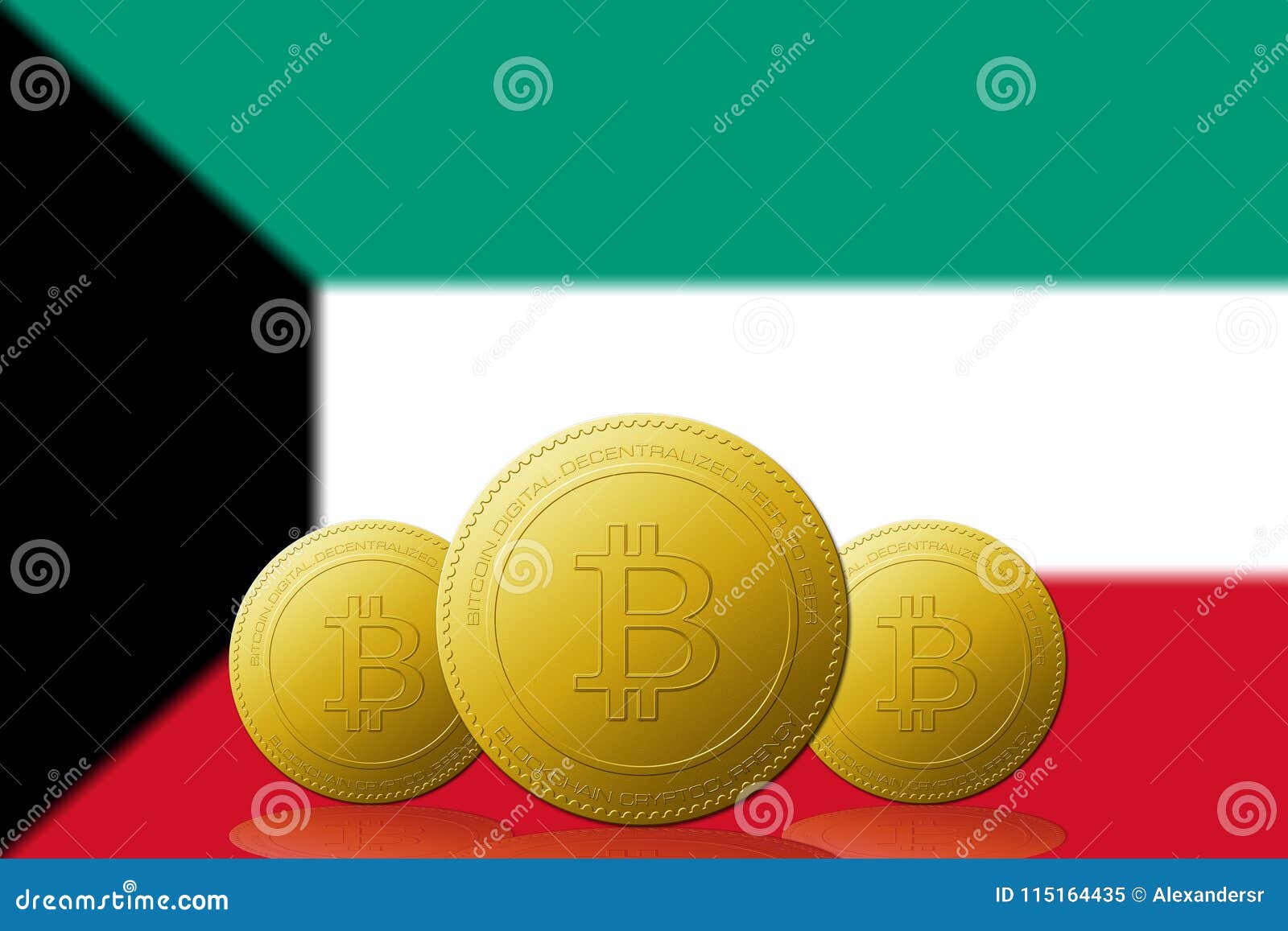 Three Bitcoins Cryptocurrency with Kuwait Flag on Background Stock  Illustration - Illustration of economy, banking: 115164435