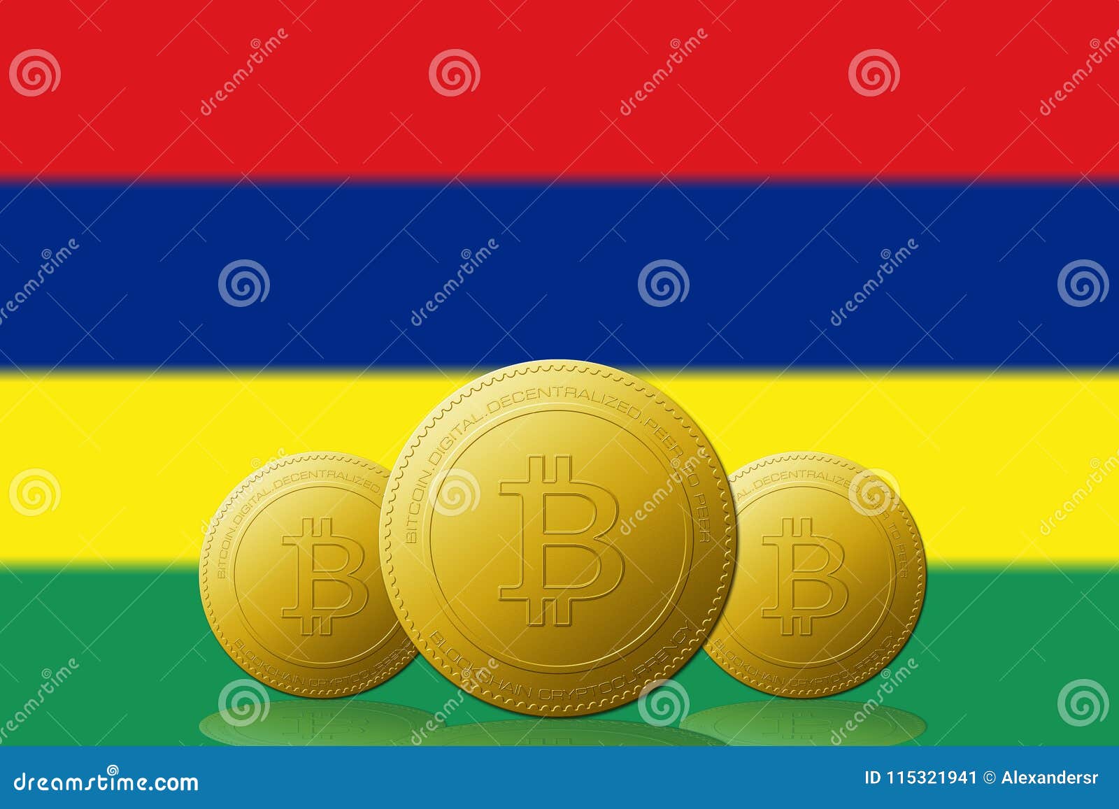 Three Bitcoins Cryptocurrency with Mauritius Flag on Background Stock  Illustration - Illustration of digital, finance: 115321941