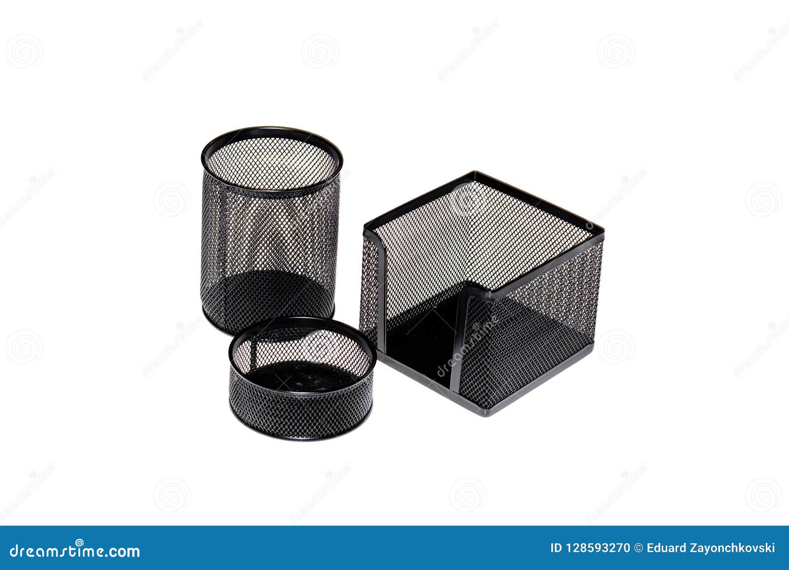 Three Black Metal Office Holders Stock Photo Image of organize