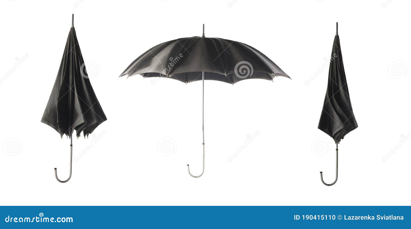Three Black Umbrellas on a White Background Stock Photo Image of