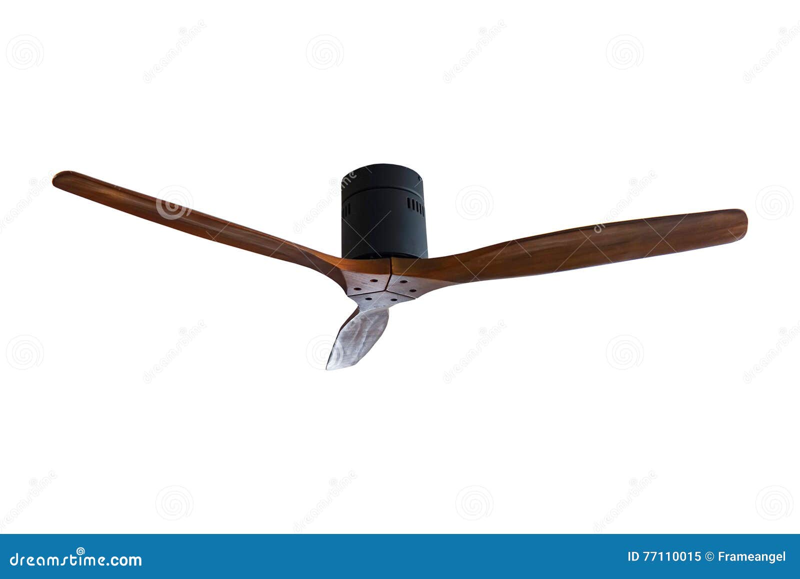 Three Blades Wood Ceiling Fan Isolated on White Background Stock Image