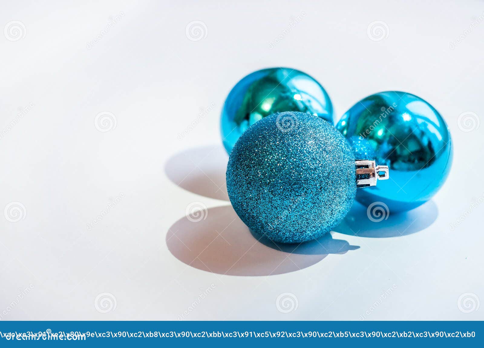 Three Blue Decoration Balls on a White Background. Stock Image - Image ...