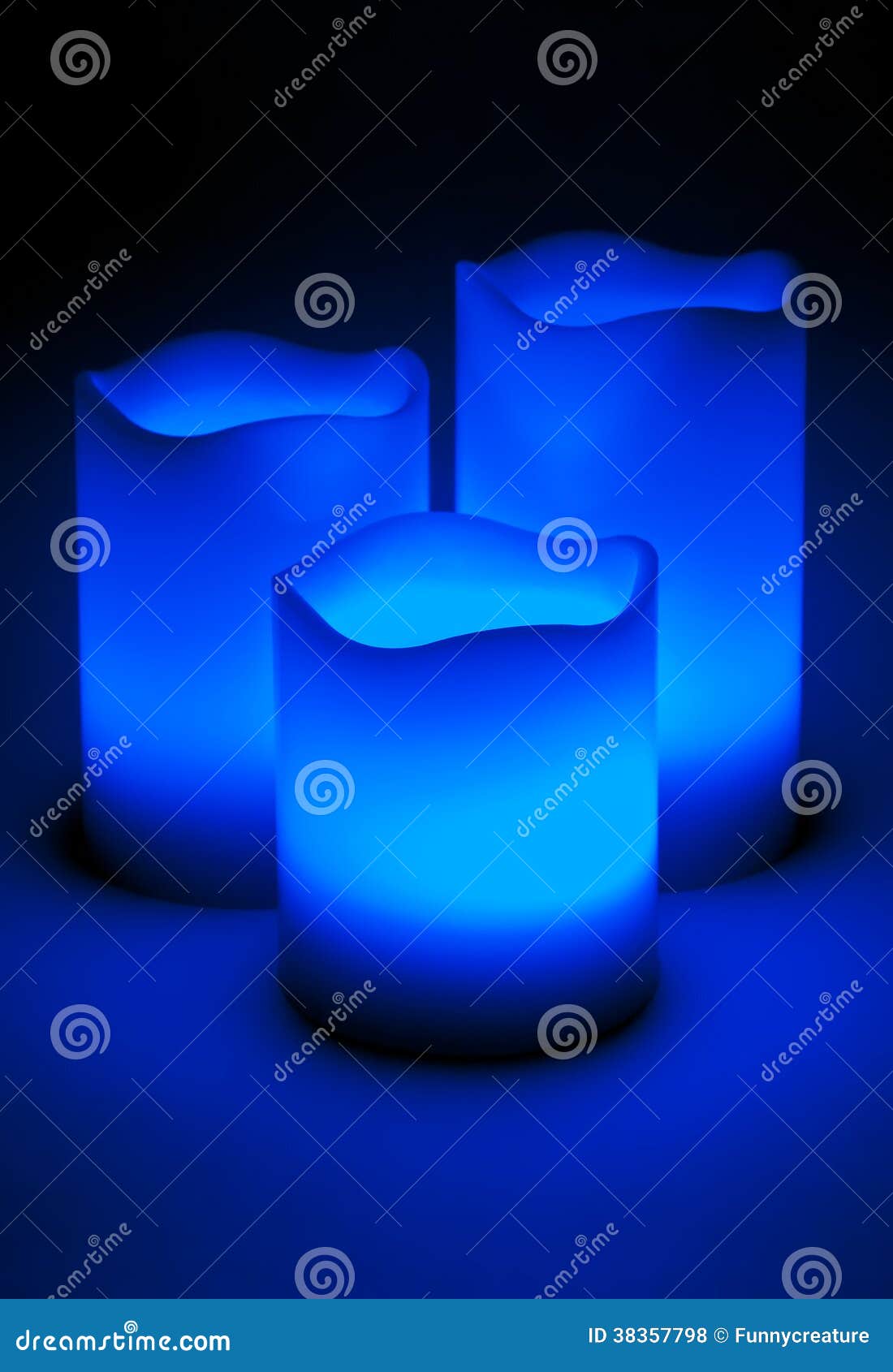 Three blue LED candles stock photo. Image of diode, glowing 38357798