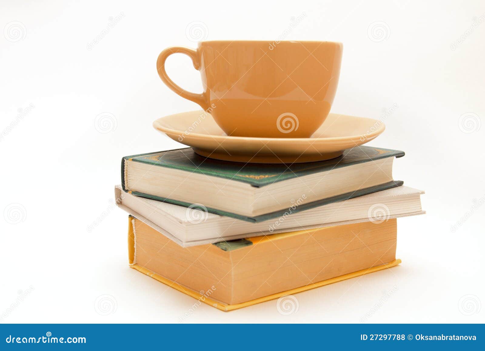 Three Books and Cup of Tea/coffee Stock Photo Image of french