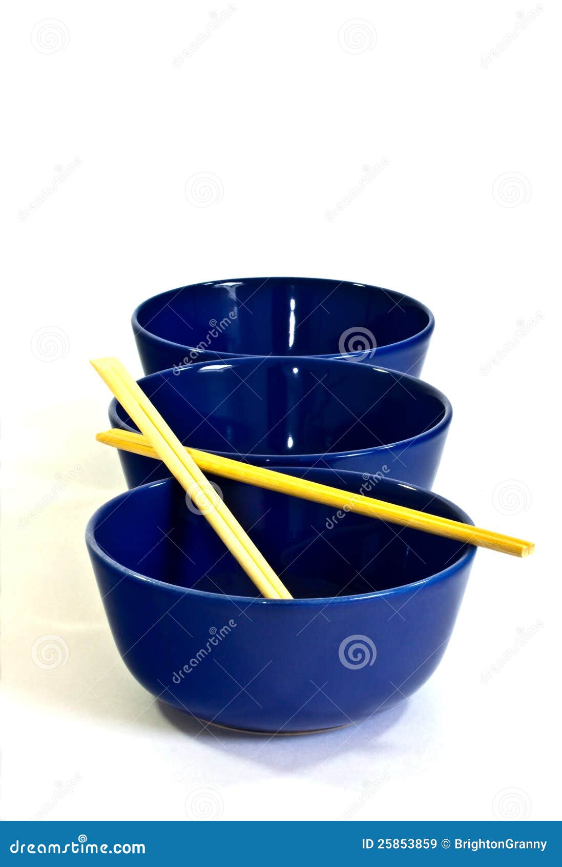 Bowls and chopsticks stock image. Image of shiny, blue 25853859