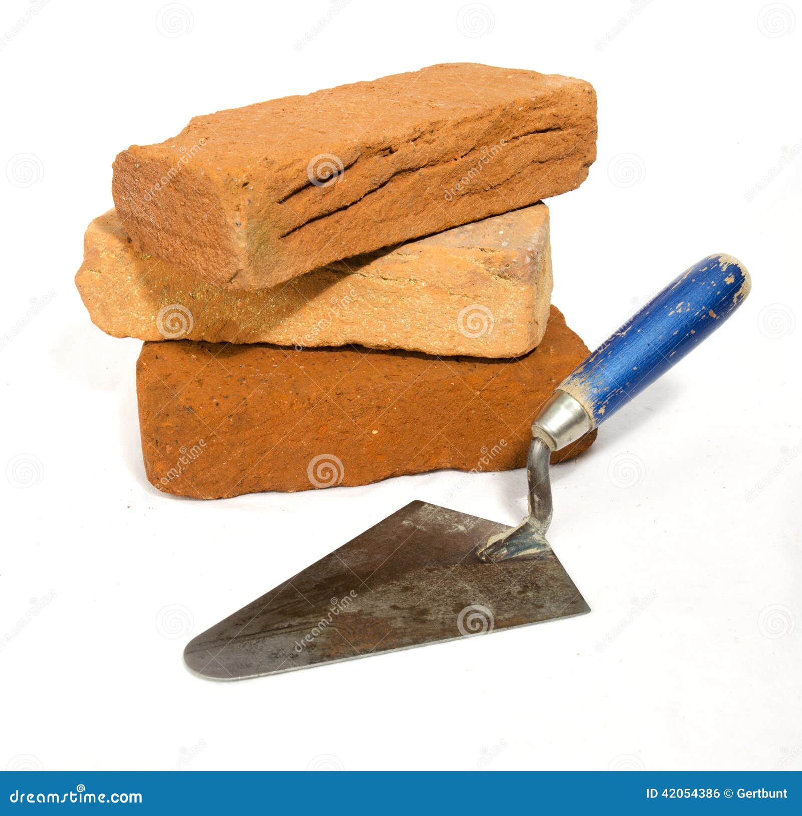 Three bricks with trowel stock photo. Image of horizontal 42054386